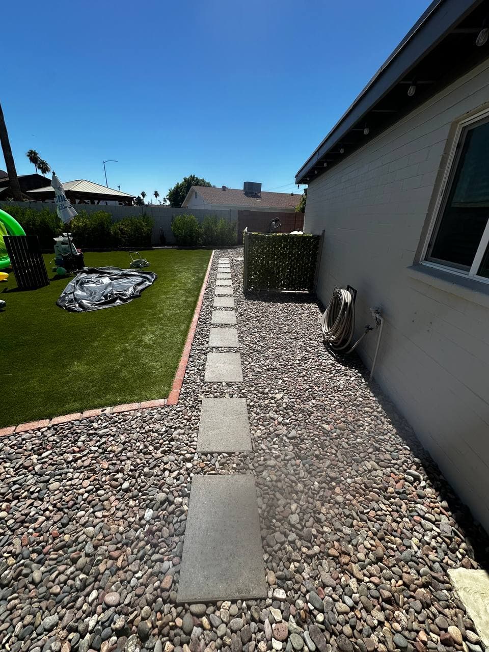 Side-yard rock & stepping-stone pathway
